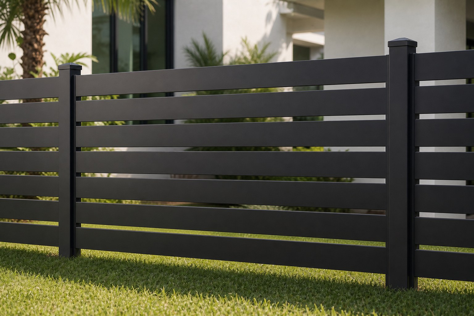 Modern Horizontal Slat Aluminum Fence